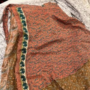 Layered sari silk skirt